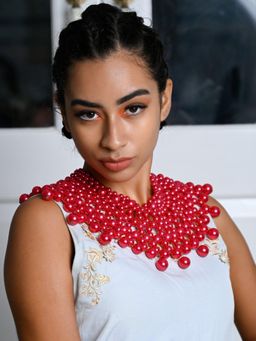 Odette - Women Red Beaded Necklace