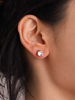 Mitali Jain - White Round Cut Cz Solitaire Stud Earrings