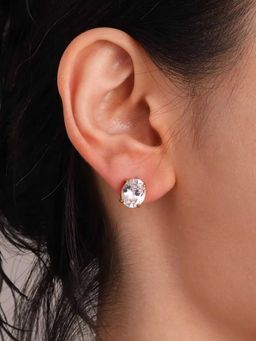 Mitali Jain - White Oval Cut Cz Solitaire Stud Earrings