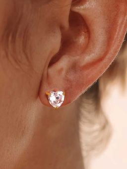 Mitali Jain - White Heart Cut Cz Solitaire Stud Earrings