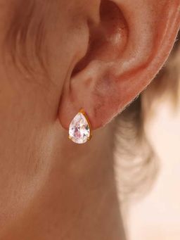 Mitali Jain - White Pear Cut Cz Solitaire Stud Earrings