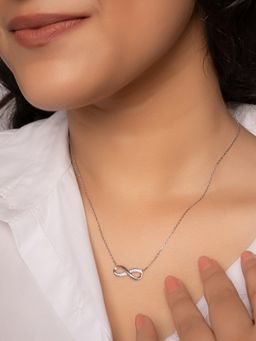 Silberry - 925 Sterling Silver White Infinity Glow Necklace