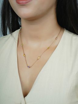 Silberry - 925 Sterling Silver Multi-Color 18K Gold Plated Prismatic Shine Necklace