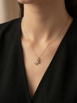 Silberry - 925 Sterling Silver White Hanging Butterfly Necklace