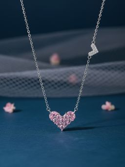 Silberry - 925 Sterling Silver Pinky Heart Necklace