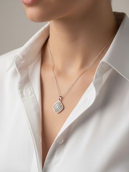 Silberry - 925 Sterling Silver White Maze Necklace