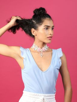 Odette - Women White Lace Bow-Embellished Choker