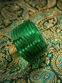 NVR - Women Trendy 8 Green Crystal Glass Transparent Jelly Bangles