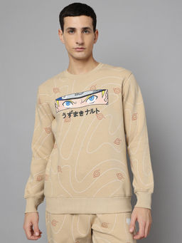 Free Authority - Beige Naruto Graphic Regular Fit Sweatshirt