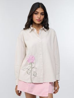 The Souled Store - Cotton Linen Shirt: Roses Women Shirt