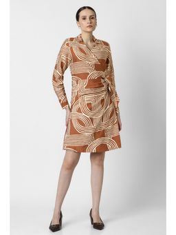 Van Heusen - Women Brown Print Casual Dress