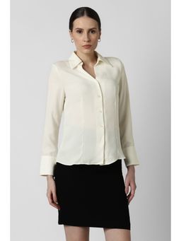 Van Heusen - Women Beige Solid Long Sleeves Formal Shirt