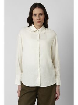 Van Heusen - Women Beige Solid Long Sleeves Casual Shirt