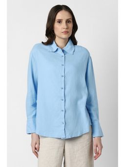 Van Heusen - Women Light Blue Solid Long Sleeves Casual Shirt