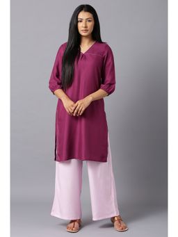 Aurelia - Purple V-neck Kurta with Pink Palazzo (Set of 2)