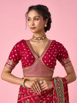 Mohey - Pink Silk with Sequin Work Blouse
