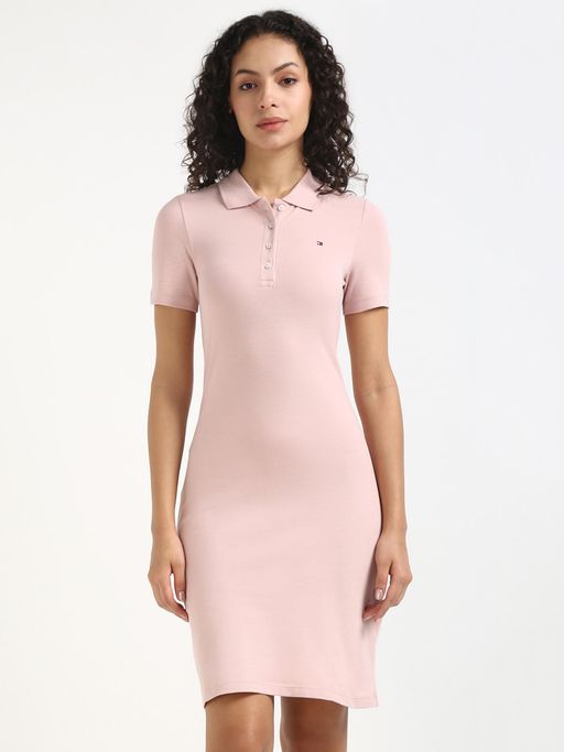 pink tommy hilfiger dress Mini ribbed-knit Flared Polo | Effortless and versatile Tommy Hilfiger Poplin Frill Collared