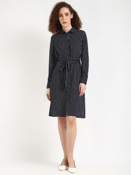 Tommy Hilfiger - Women White & Black Stripes Dress (Set of 2)