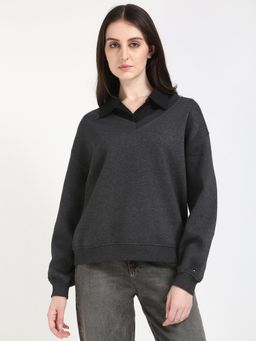 Tommy Hilfiger - Women Grey Self Design Sweater