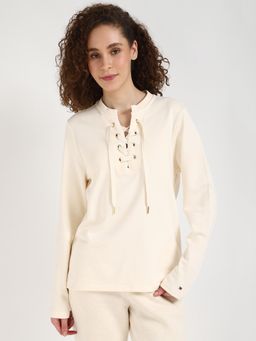 Tommy Hilfiger - Women Beige Solid Sweatshirt