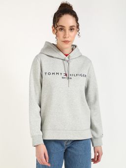 Tommy Hilfiger - Women Grey Solid Hoodie