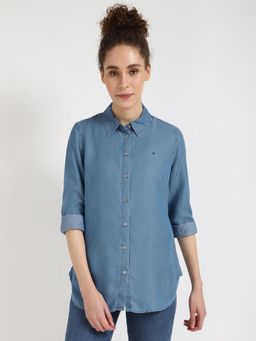 Tommy Hilfiger - Women Blue Solid Shirt