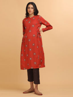 Folksong - Geometric Red Hand Block Print Kurta