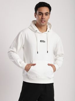 R&B - Ivory Cotton Blend Regular Fit Hooded Solid Men Hoodie