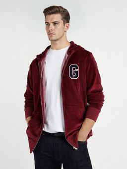 GANT - Men Maroon Logo Hoodie Hoodie