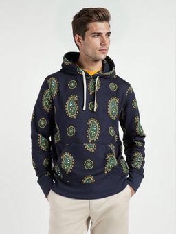 GANT - Men Navy Blue Paisley Print Hoodie