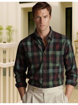 RIGO - Men Green Corduroy Checks Shirt