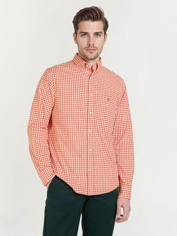 GANT - Men Orange Poplin Gingham Shirt