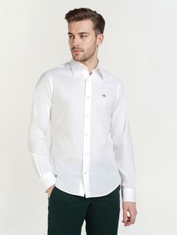 GANT - Men White Poplin Solid Slim Fit Shirt