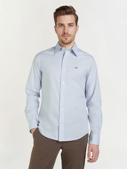 GANT - Men Light Blue Poplin Solid Slim Fit Shirt