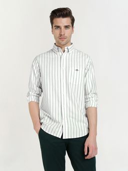 GANT - Men White Classic Oxford Striped Button Down Collar Shirt