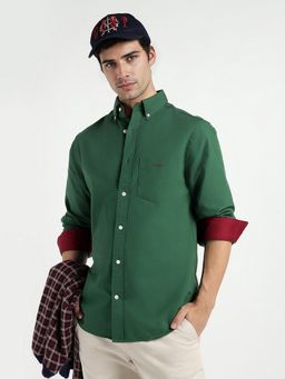 GANT - Men Dark Green Beefy Oxford Pure Cotton Shirt
