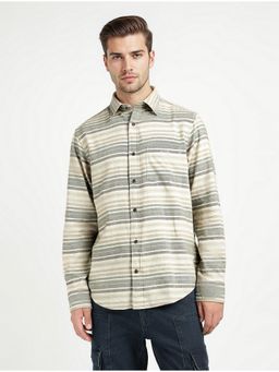 GANT - Men Green Striped Button Down Collar Shirt