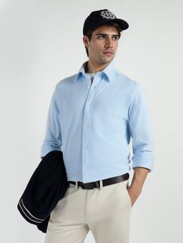 GANT - Men Light Blue Solid Button Down Collar Shirt