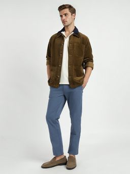 GANT - Men Green Pure Cotton Textured Spread Collar Shirt