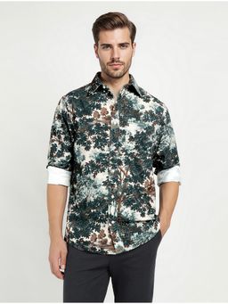 GANT - Men Green Corduroy Floral Print Collar Shirt