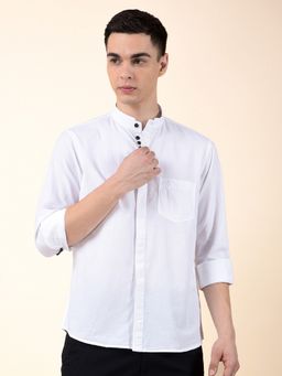Cantabil - Men White Cotton Solid Casual Shirt