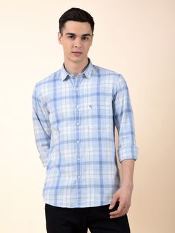 Cantabil - Men Blue Cotton Checks Casual Shirt
