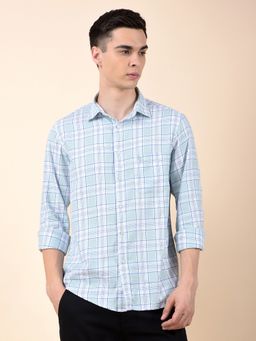 Cantabil - Men Green Cotton Checks Casual Shirt