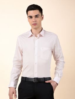 Cantabil - Men Peach Cotton Solid Formal Shirt