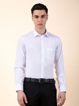 Cantabil - Men White Cotton Solid Formal Shirt