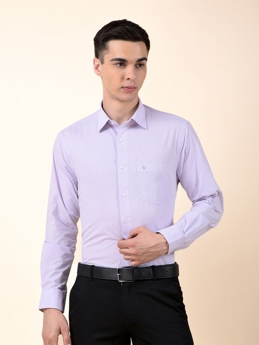 Cantabil Men Lavender Polycotton Solid Formal Shirt