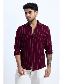 XKIND - Regular Fit Maroon Casual Shirt