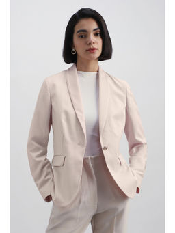 Allen Solly - Women Light Pink Solid Full Sleeves Blazer