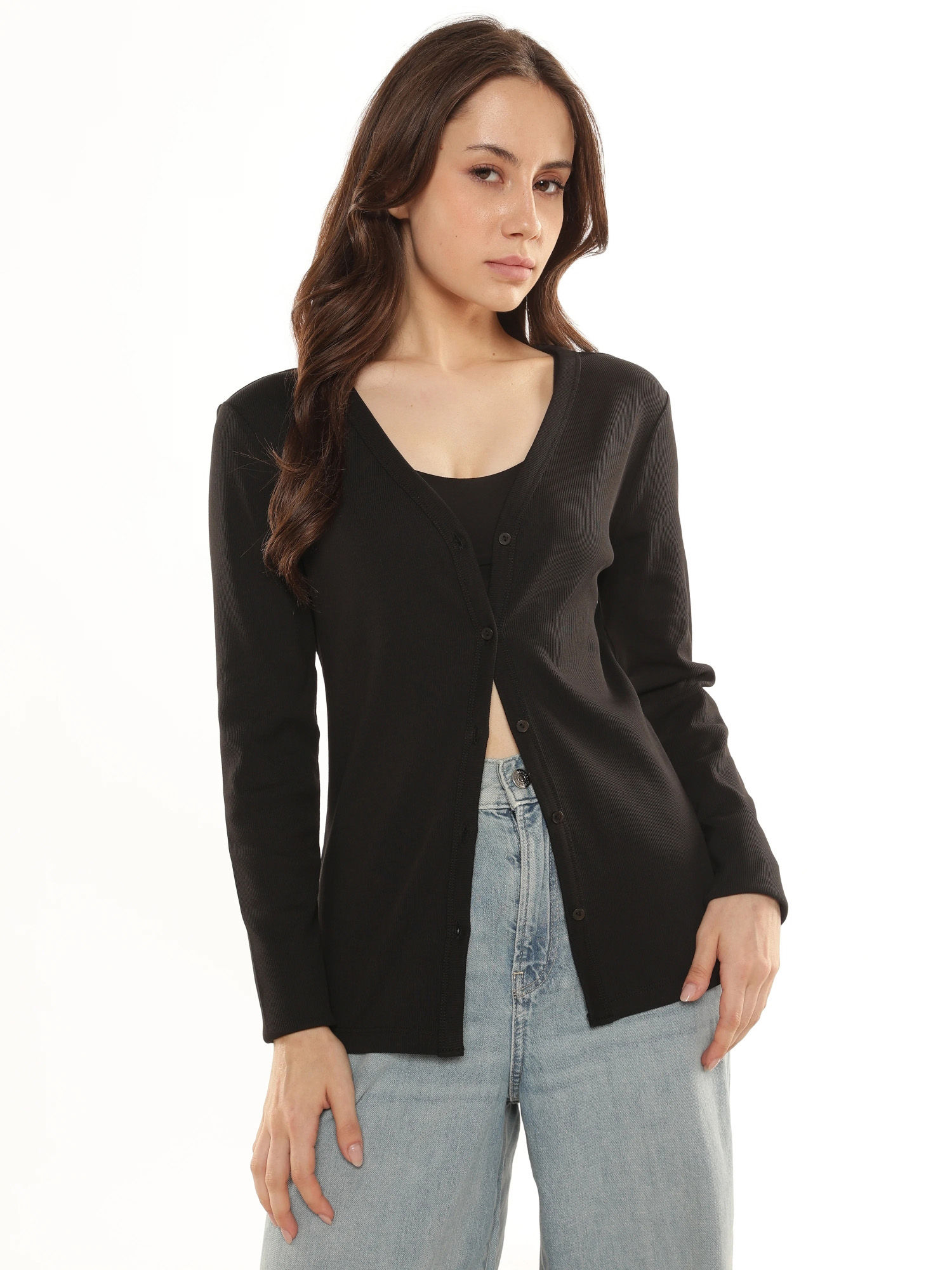 calvin klein Women Black Regular Fit Cotton Cardigan-picture-16