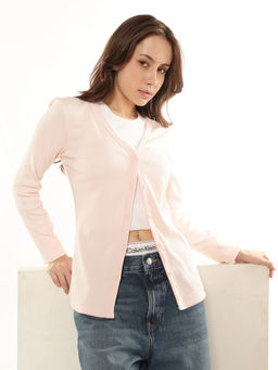 Calvin Klein - Women Peach Regular Fit Cotton Cardigan